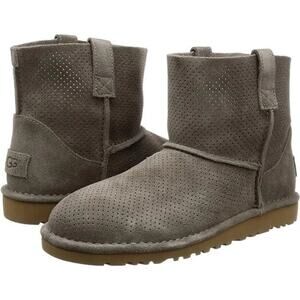 UGG Perforated Suede Short Boot in Gray